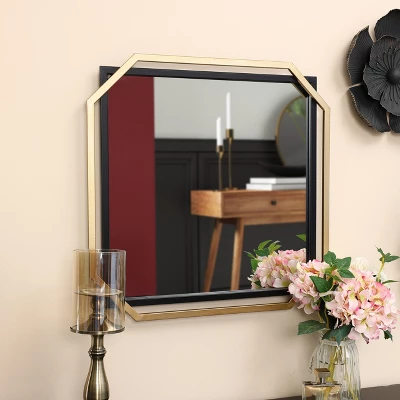 LuxenHome Gold And Black Metal Floating Frame Wall Accent Mirror Vanity Mirror 4 LuxenHome Gold And Black Metal Floating Frame Wall Accent Mirror Vanity Mirror - Image 4