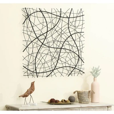 LuxenHome Large Black Abstract Square Metal Wall Decor 3 LuxenHome Large Black Abstract Square Metal Wall Decor - Image 3