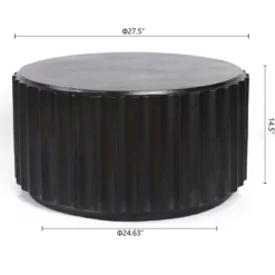 LuxenHome Black Cement 27.5" Round Coffee Table -LuxenHome GUEST 005dd543 2820 4088 9e55 f9eb12369f24