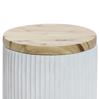 LuxenHome Gray Cement Indoor Outdoor Side Table With Storage 5 LuxenHome Gray Cement Indoor Outdoor Side Table With Storage - Image 5