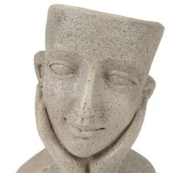 LuxenHome Speckled Beige MgO Happy Bust Head Planter -LuxenHome GUEST 00f866e1 fc76 4faf 9352 0f269fea122e