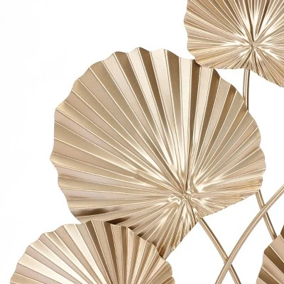 LuxenHome Gold Palm Leaf Metal Ornamental Wall Decor Wall Art 10 LuxenHome Gold Palm Leaf Metal Ornamental Wall Decor Wall Art - Image 10