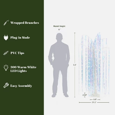LuxenHome 6Ft White Willow Artificial Tree With 10 Pre-Lit Branches Multicolored 2 LuxenHome 6Ft White Willow Artificial Tree With 10 Pre-Lit Branches Multicolored - Image 2