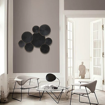 LuxenHome Abstract Black With Gold 43" Wide Metal Wall Art Decor Wall Art Home Decor Ornament Decoration 2 LuxenHome Abstract Black With Gold 43" Wide Metal Wall Art Decor Wall Art Home Decor Ornament Decoration - Image 2