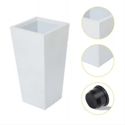 LuxenHome Square Tapered 24.2" Tall Planter White -LuxenHome GUEST 02549588 4ab5 4d87 ad0d 85925d1f3cf5