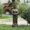 LuxenHome 27.6" Brown MgO Meditative Standing Buddha Garden Statue
