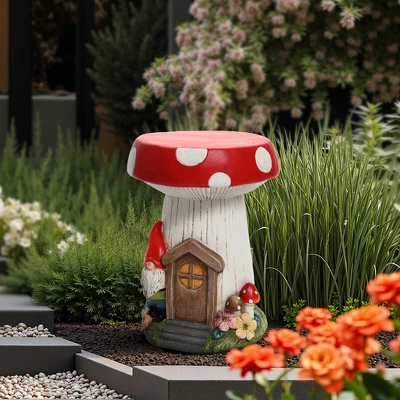 LuxenHome Outdoor Side Table, 17" Gnome Mushroom Cement Patio End Table,Indoor And Outdoor Sculpture Accent Side Table,Garden Decor Stool White 7 LuxenHome Outdoor Side Table, 17" Gnome Mushroom Cement Patio End Table,Indoor And Outdoor Sculpture Accent Side Table,Garden Decor Stool White - Image 7