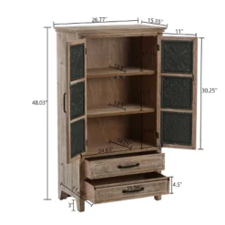 LuxenHome Farmhouse Wood And Metal 2-Drawer 2-Door Storage Cabinet. -LuxenHome GUEST 0461a075 35a8 496e 911c 6e02b65fd4b5