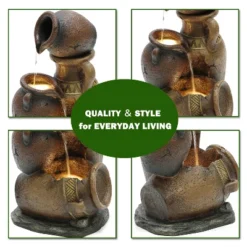 LuxenHome Brown Urns Resin Outdoor Fountain With Lights 16 LuxenHome Brown Urns Resin Outdoor Fountain With Lights -LuxenHome GUEST 04c2e1c5 2297 44d4 9ec0 c4deac1ab64d