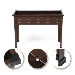 LuxenHome 39.57" W Brown Metal Rectangular Raised Garden Planter -LuxenHome GUEST 04efac49 e794 438b b818 08736382fe1d