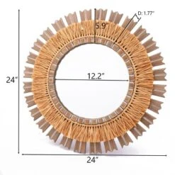 LuxenHome 24" Round Boho Style Raffia Accent Wall Mirror Wall Decor Home Decor 12 LuxenHome 24" Round Boho Style Raffia Accent Wall Mirror Wall Decor Home Decor -LuxenHome GUEST 04ff202f e902 440e a509 5066fba924fb