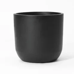 LuxenHome 14.6-Inch Round Smooth Finish Black MgO Planter -LuxenHome GUEST 05e9cb90 0500 4484 8282 99937a795f69