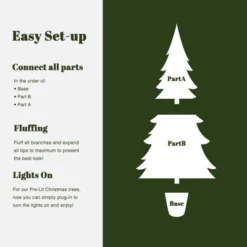 LuxenHome 5.5Ft Pre-Lit Artificial Fir Christmas Tree, Realistic Green Branches & Decorative Planter -LuxenHome GUEST 06d046bb 7934 43a8 8656 e56ff2028a93