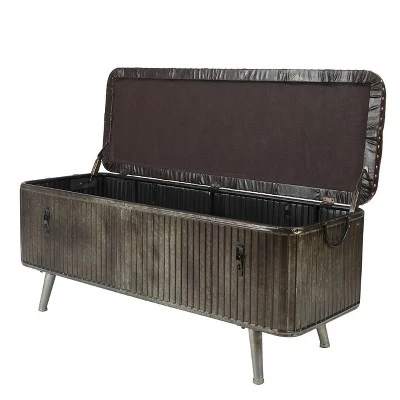 LuxenHome 47.5in. W Metal And Faux Leather Bench. 3 LuxenHome 47.5in. W Metal And Faux Leather Bench. - Image 3
