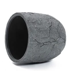 LuxenHome Crackle Gray MgO 14.6" Round Flower Pot Planter -LuxenHome GUEST 085d21b7 5ba0 4e35 9fcc 61e5e71e5bf0