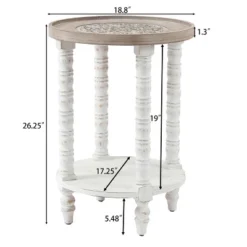 LuxenHome White And Natural Wood Round Accent Side Table With Storage. 15 LuxenHome White And Natural Wood Round Accent Side Table With Storage. -LuxenHome GUEST 089c9da4 e299 4235 8bc4 8172d7cbda5b