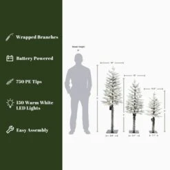 LuxenHome 3-Piece Holiday Artificial Tree Sets With Lights And Flat Stand Green -LuxenHome GUEST 08c97f8d d1de 4cd3 88b0 762506e747d6