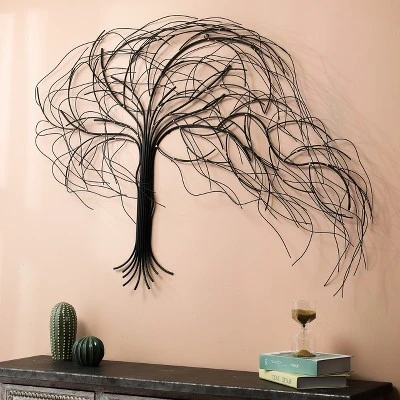 LuxenHome Black Metal Windy Tree Wall Decor 4 LuxenHome Black Metal Windy Tree Wall Decor - Image 4