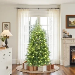 LuxenHome 6Ft Pre-Lit Green Full Artificial Cedar Christmas Tree With Metal Stand -LuxenHome GUEST 092eaafe ff71 465b bbc2 59c5b749eda9