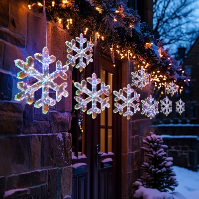 LuxenHome 3-Piece Snowflake Holiday Decoration Set With Battery-Operated Lights Clear 9 LuxenHome 3-Piece Snowflake Holiday Decoration Set With Battery-Operated Lights Clear - Image 9