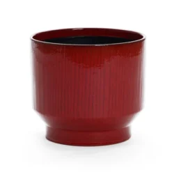 LuxenHome Ceramic Plant Pot Red Glazed Indoor Outdoor Decorative Planter With Drainage Hole And Rubber Plug Modern Round Flower Pot -LuxenHome GUEST 0a683a76 2b08 4c3a b6bf 0b1d22514396