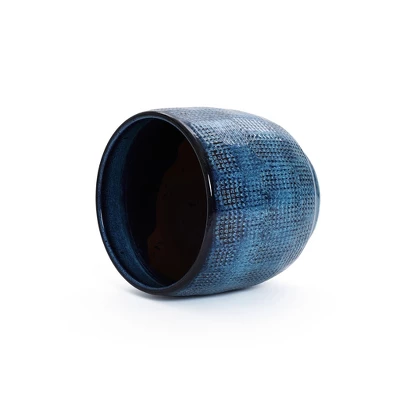 LuxenHome 12-Inch Ocean Blue Ceramic Planter Indoor Outdoor Plant Pot With Drainage Hole And Plug Modern Glazed Round Flower Pot Planter 5 LuxenHome 12-Inch Ocean Blue Ceramic Planter Indoor Outdoor Plant Pot With Drainage Hole And Plug Modern Glazed Round Flower Pot Planter - Image 5