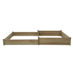 LuxenHome All Wood Two Sections Outdoor Raised Garden Bed Brown -LuxenHome GUEST 0b626edd ce7c 4bdf a4b0 8b2edf83d686