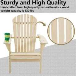 LuxenHome Unfinished Hemlock Wood Outdoor Adirondack Chair -LuxenHome GUEST 0b82a8e4 0f8b 4d09 80e1 074d28a74ac4