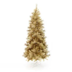 LuxenHome 7.5Ft Pre-Lit Gold Tinsel Artificial Pine Tree With Metal Stand -LuxenHome GUEST 0c8388e8 a504 43e0 82a2 8949b6bc0a60