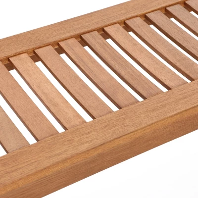 LuxenHome Natural Solid Wood 47.2-Inch Long Rectangle Sloping Seat Outdoor Bench 6 LuxenHome Natural Solid Wood 47.2-Inch Long Rectangle Sloping Seat Outdoor Bench - Image 6
