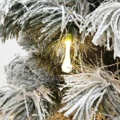 LuxenHome 7.5Ft Snow-Flocked Cedar Christmas Tree Pre-Lit With Teardrop LED Lights & Hinged Branches Green -LuxenHome GUEST 0ea037da b3d4 4a25 a368 b21cbde9c750