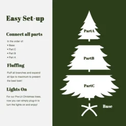 LuxenHome 7.5Ft Pre-Lit Slim Artificial Cedar Christmas Tree With Metal Stand Green -LuxenHome GUEST 0ea679ba fc55 4416 8ff1 4cfc8a54aa2f