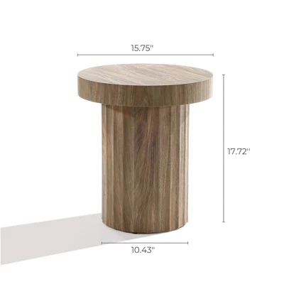 LuxenHome Wood Round Side Table, 17.7'' Dark Oak Fluted Accent End Table, Mid-Century Modern Small Coffee Table, Nightstand For Living Room Brown 8 LuxenHome Wood Round Side Table, 17.7'' Dark Oak Fluted Accent End Table, Mid-Century Modern Small Coffee Table, Nightstand For Living Room Brown - Image 8