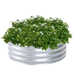 LuxenHome 36in Round Galvanized Steel Raised Garden Bed Planter 10 LuxenHome 36in Round Galvanized Steel Raised Garden Bed Planter -LuxenHome GUEST 0f050db9 6fdf 4304 86a2 e5c8d626eabe
