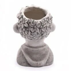 LuxenHome Gray MgO Kissing Flower Child Bust Planter -LuxenHome GUEST 0f3be0bd 23ac 4846 bbda 2cdf1598f7e6