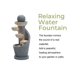 LuxenHome 29" Tall Outdoor Water Fountain With Lights, Resin Cascading Bowl Small Garden Waterfall Indoor And Outdoor Use Gray 17 LuxenHome 29" Tall Outdoor Water Fountain With Lights, Resin Cascading Bowl Small Garden Waterfall Indoor And Outdoor Use Gray -LuxenHome GUEST 0f42c83a 0983 4e67 aa0e fc317a99e8bc