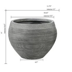 LuxenHome Gray Pottery-Style 11.75-inch Round MgO Planter 9 LuxenHome Gray Pottery-Style 11.75-inch Round MgO Planter -LuxenHome GUEST 100a4fda ee9c 4221 8c6f 0d225a8cb8a8