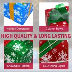 LuxenHome Set Of 3 Colored Presents Lighted Holiday Decoration Multi-Color -LuxenHome GUEST 110c5e4e c80b 45d5 96b8 b09f7780b322