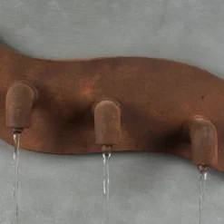 LuxenHome Gray Cement Pots And Rectangular Column Outdoor Fountain With LED Lights -LuxenHome GUEST 112f2fc8 4791 4a47 ac80 648a9f376f68