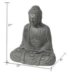 LuxenHome 17" H Gray MgO Meditating Buddha Garden Outdoor Statue -LuxenHome GUEST 118e1837 af06 421f a773 b4ead8d31ca2
