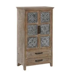 LuxenHome Farmhouse Wood And Metal 2-Drawer 2-Door Storage Cabinet. -LuxenHome GUEST 11e301eb 26a5 4ac9 b8e4 7ecd053b65db