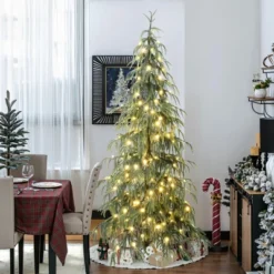 LuxenHome 6.5Ft Pre-Lit Slim Artificial Cedar Christmas Tree With Metal Stand Green 13 LuxenHome 6.5Ft Pre-Lit Slim Artificial Cedar Christmas Tree With Metal Stand Green -LuxenHome GUEST 1212fd25 79e0 4a35 88b3 774ff60c49b6
