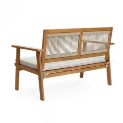 LuxenHome Outdoor Acacia Wood Rope Back Loveseat With Cushions And Coffee Table Set 17 LuxenHome Outdoor Acacia Wood Rope Back Loveseat With Cushions And Coffee Table Set -LuxenHome GUEST 121737ab 8098 49e0 a52f 9ce903aa66ef