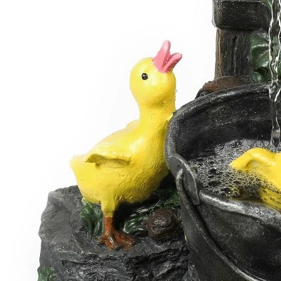LuxenHome Resin Duck Family Bath Outdoor Fountain Garden Fountain 2 LuxenHome Resin Duck Family Bath Outdoor Fountain Garden Fountain - Image 2