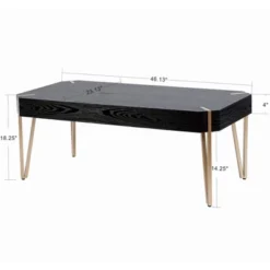 LuxenHome 46" W Black Wood Veneer And Gold Metal Coffee Table. -LuxenHome GUEST 13100f94 1c09 47e5 8d49 32dd7f345acb