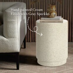 LuxenHome Outdoor Side Table, 17" Ivory White Cement Round Patio End Table,Outdoor Coffee Table For Garden Poolside,Accent Side Table 13 LuxenHome Outdoor Side Table, 17" Ivory White Cement Round Patio End Table,Outdoor Coffee Table For Garden Poolside,Accent Side Table -LuxenHome GUEST 1334b255 950f 4227 8c0d 789786a801c2