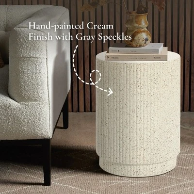 LuxenHome Outdoor Side Table, 17" Ivory White Cement Round Patio End Table,Outdoor Coffee Table For Garden Poolside,Accent Side Table 7 LuxenHome Outdoor Side Table, 17" Ivory White Cement Round Patio End Table,Outdoor Coffee Table For Garden Poolside,Accent Side Table - Image 7