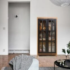 LuxenHome Natural Wood Glass Doors 47.25" H Accent Curio Storage Cabinet. -LuxenHome GUEST 137f02cd da6a 499c 9d3b 62556af06124