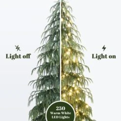 LuxenHome 7.5Ft Pre-Lit Slim Artificial Cedar Christmas Tree With Metal Stand Green -LuxenHome GUEST 143e6685 9c10 41be bc82 5281827b3c89