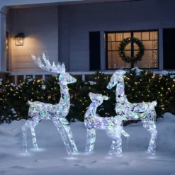 LuxenHome 3-Piece Multi-Color Snowflake Deer Family Outdoor Holiday Decoration With 460 Lights -LuxenHome GUEST 143e6ee0 c2c2 418f 9225 f52cc4825524